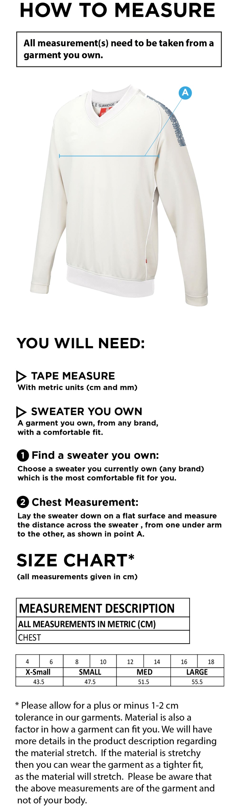 HORNCHURCH ATHLETIC CC BLAST LONG SLEEVE WOMEN'S SWEATER - Ivory - Size Guide