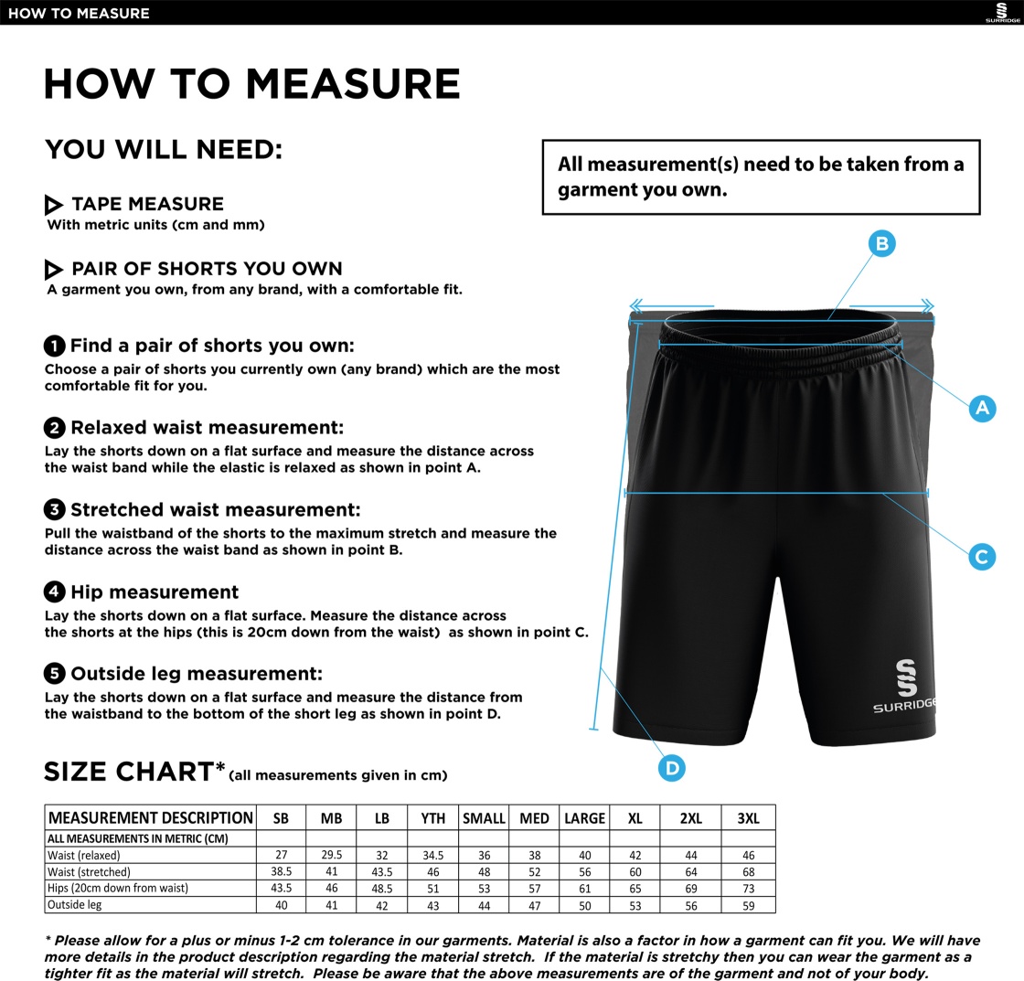 Hornchurch Athletic CC - Blade Shorts - Size Guide