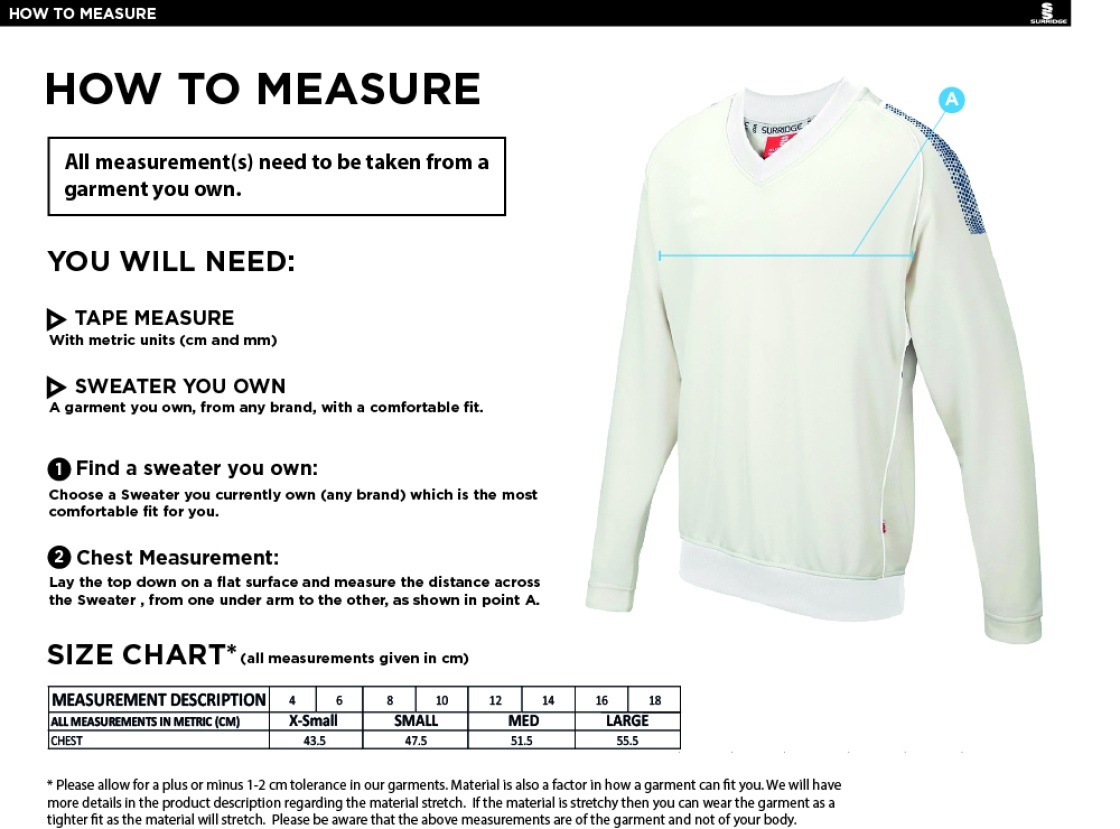 HORNCHURCH ATHLETIC CC BLAST LONG SLEEVE WOMEN'S SWEATER - Ivory - Size Guide